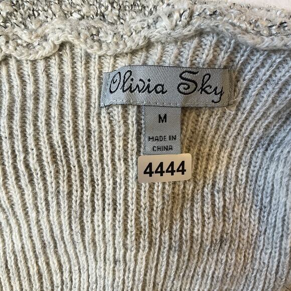 Olivia Sky Women Vest M Gray Acrylic Wool Zipper Pockets Sleeveless Open Front - Picture 2 of 10